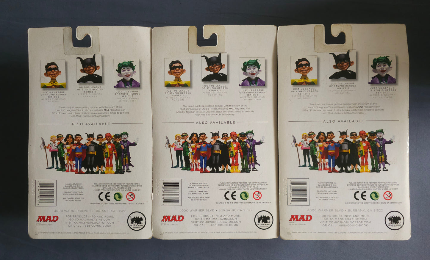 HTF "Just-Us" League of Stupid Heroes Batman Robin & Joker set (Series 3)