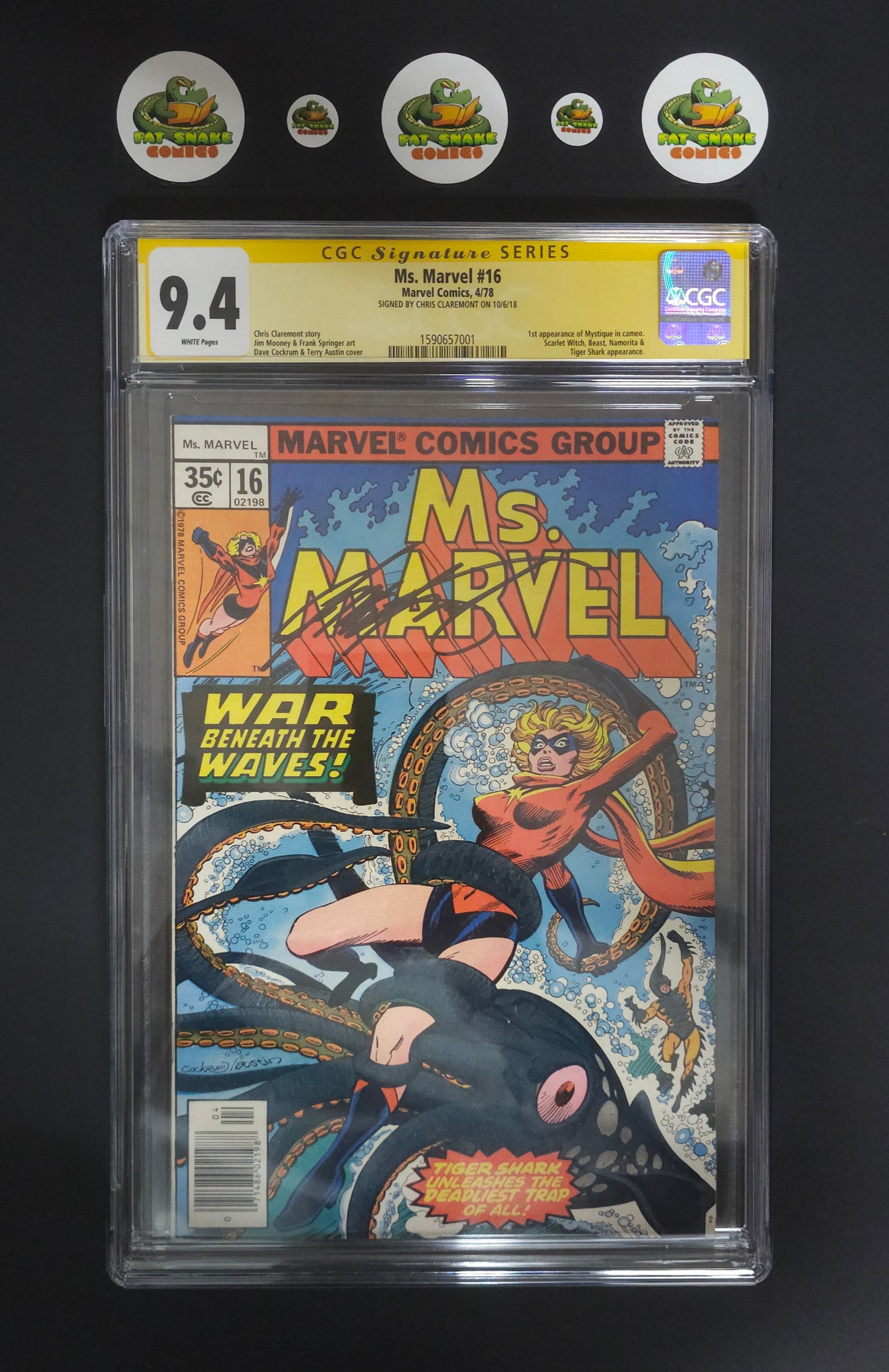Ms. Marvel (1978) #16 to #18, CGC 9.4 SS Chris Claremont