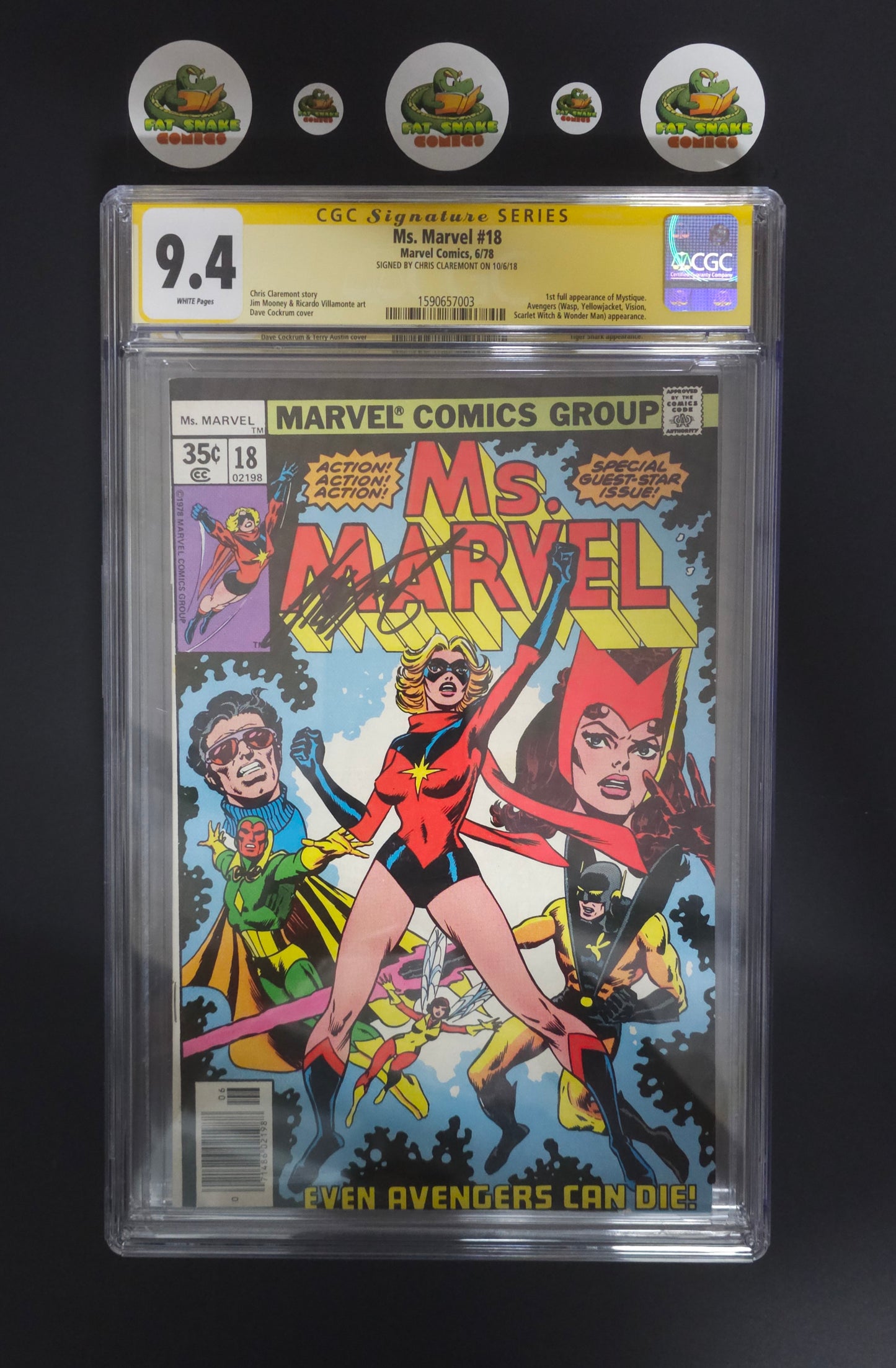 Ms. Marvel (1978) #16 to #18, CGC 9.4 SS Chris Claremont