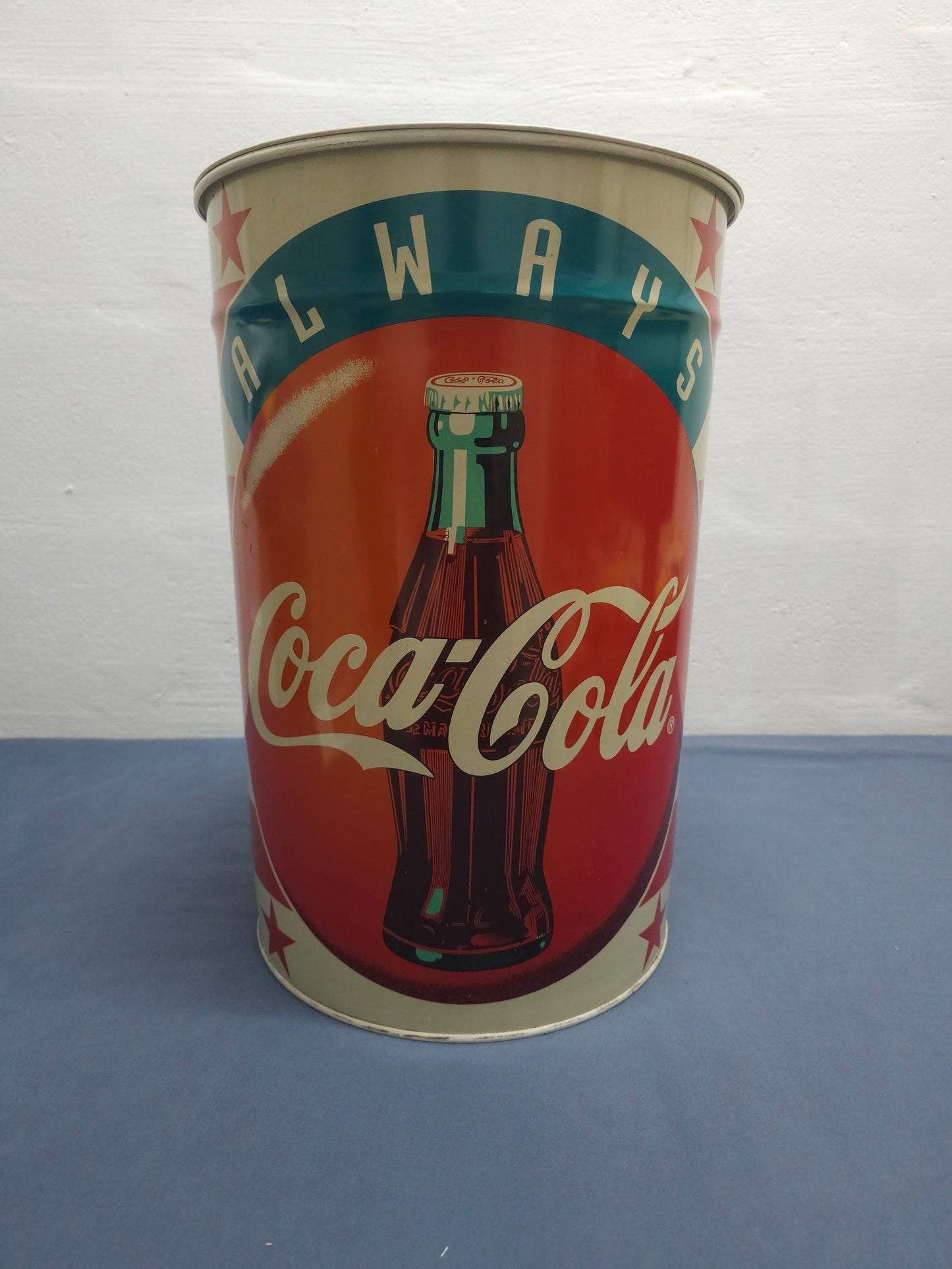 Coca Cola White Metal Storage Container cum Stool