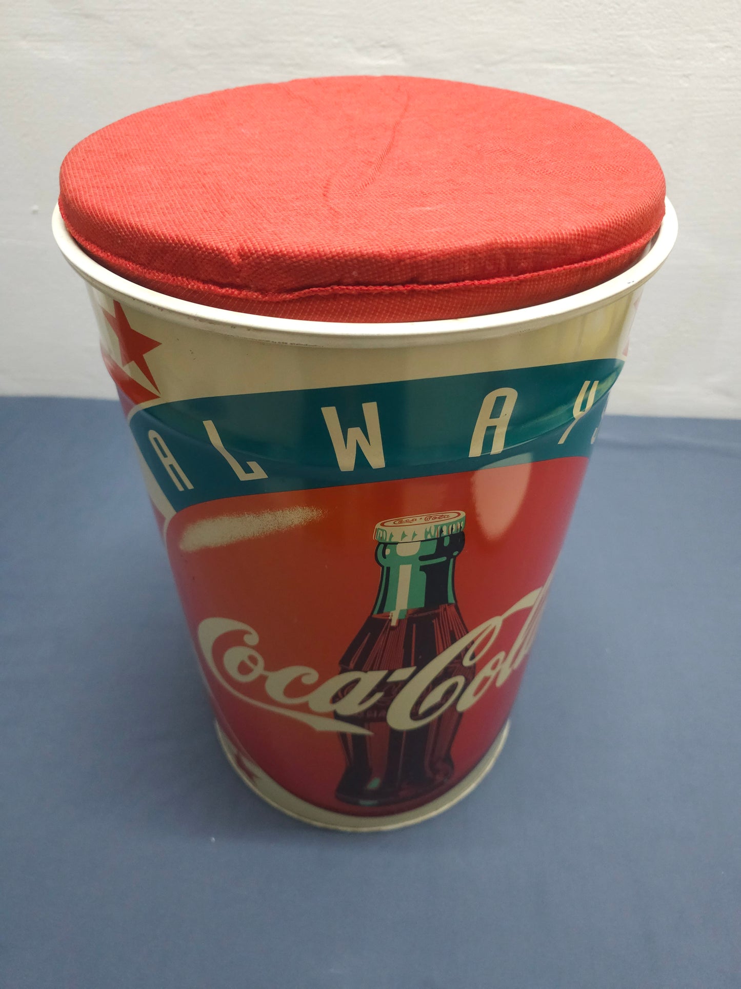 Coca Cola White Metal Storage Container cum Stool