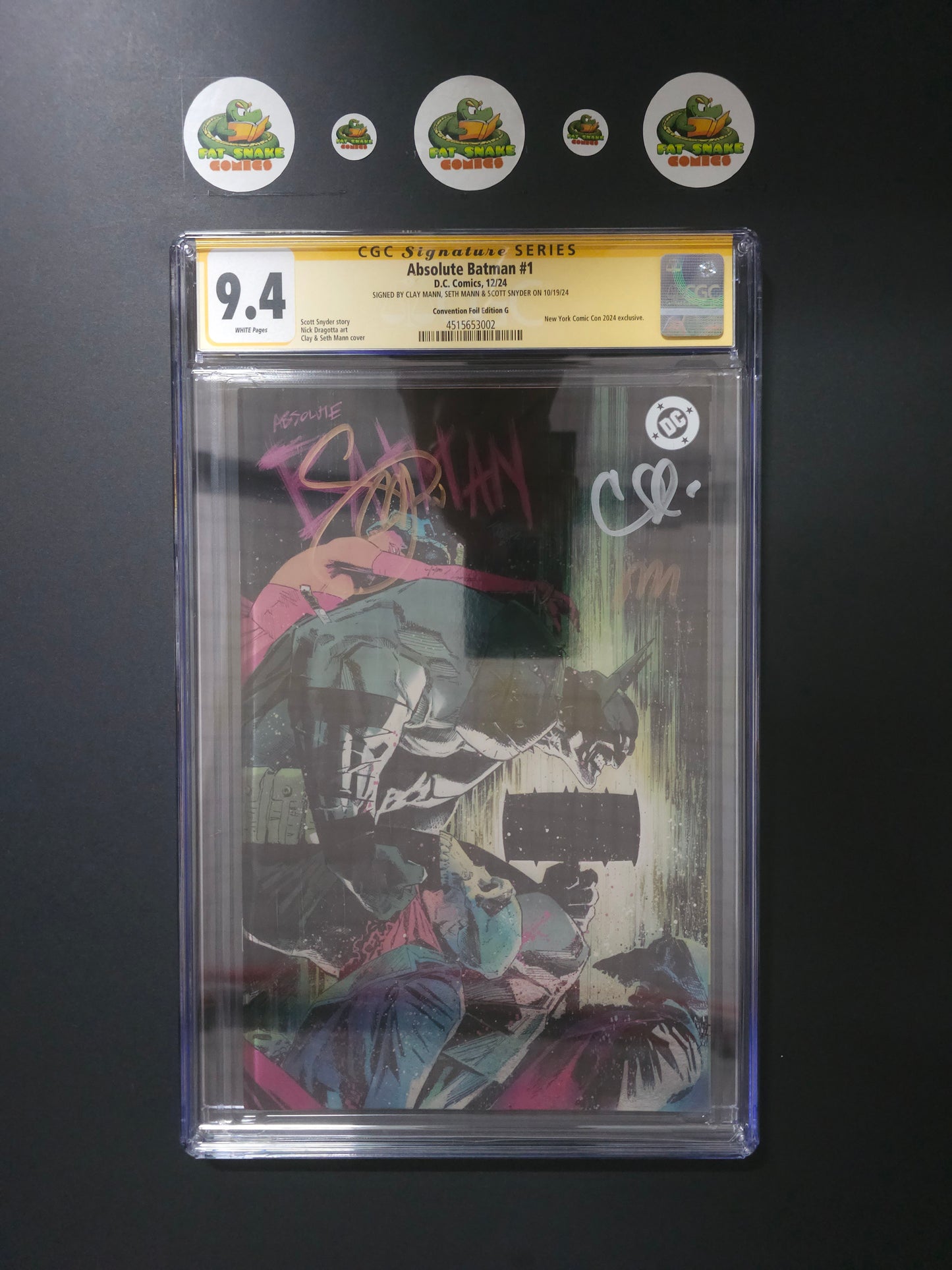 Absolute Batman #01 CGC 9.4 WP Signed by Snyder & Mann