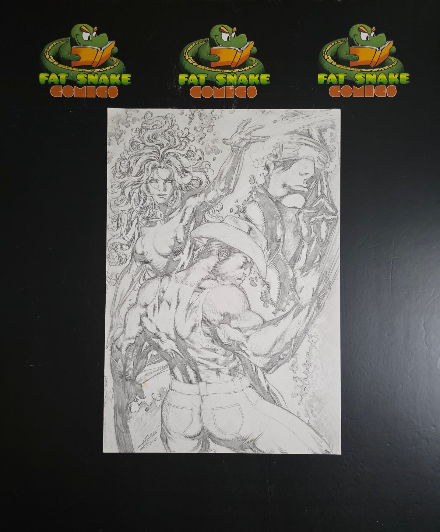Carlos Silva 11-7" x 17" Sketch Wolverine, Jean Grey & Cyclop