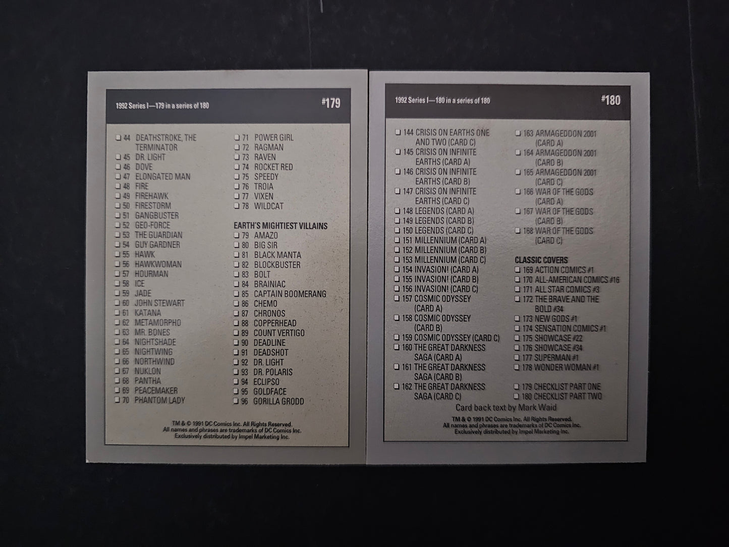 Impel DC Cosmic Series 1 (1992) Complete 180-Trading Cards