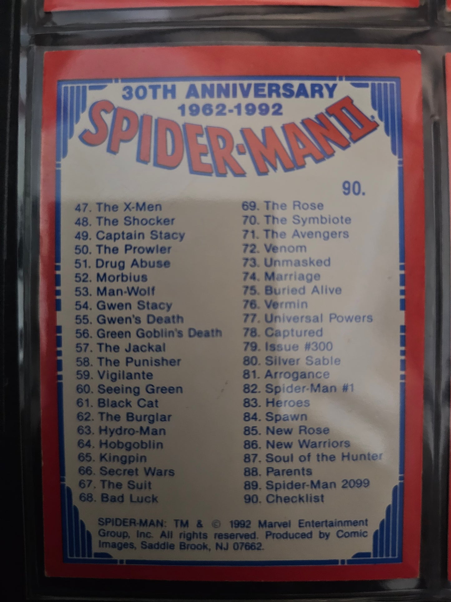 Marvel 39th Anniversary Amazing Spider-Man (1992) Complete High Grade 90-Trading Cards