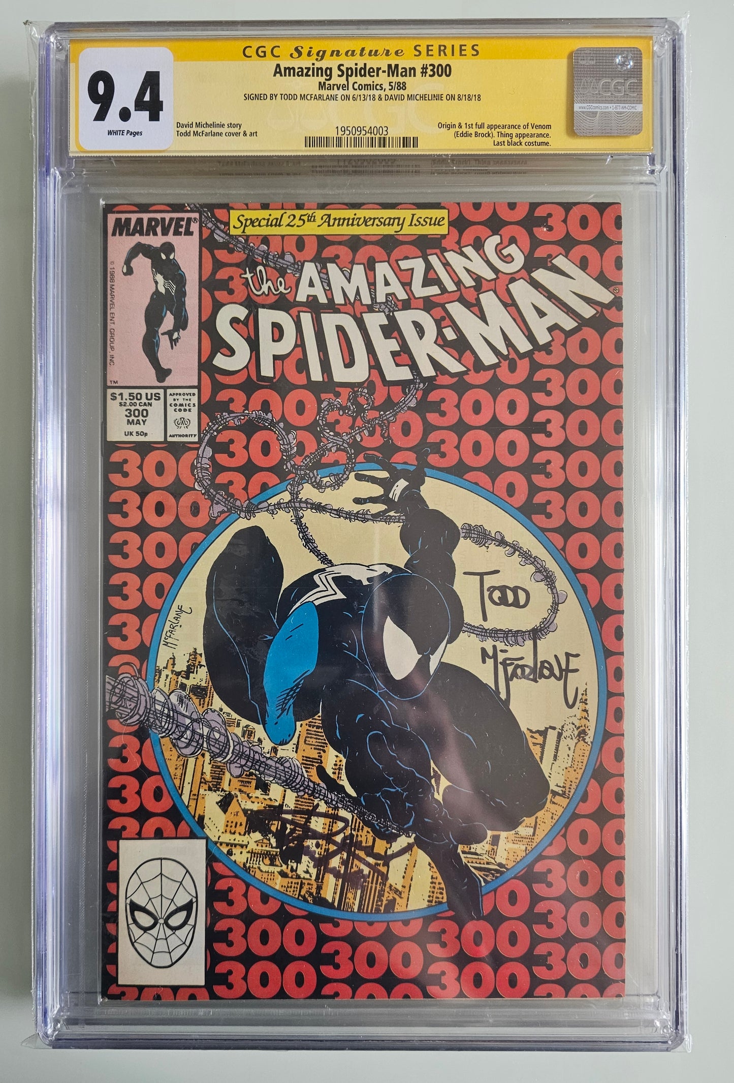 Amazing Spider-Man (1988) #300 CGC 9.4 SSx2 Origin & 1st Full Appearance of Venom (Eddie Brock)