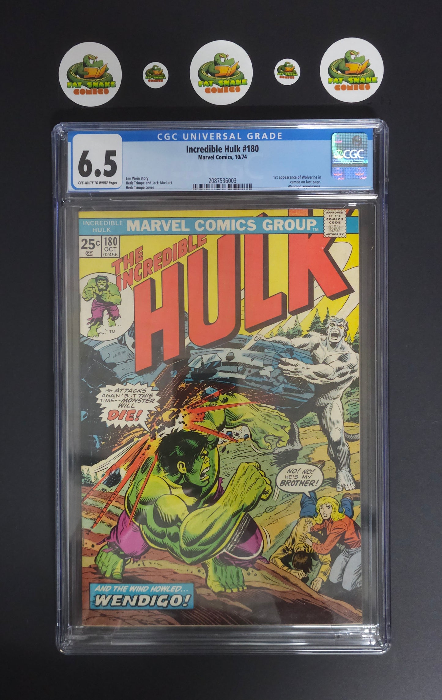 Incredible Hulk (1974) #180 CGC 6.5 1st Wolverine in Cameo