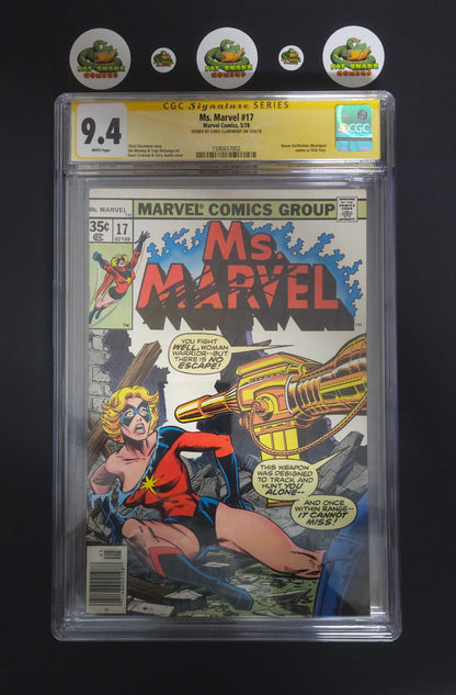 Ms. Marvel (1978) #16 to #18, CGC 9.4 SS Chris Claremont