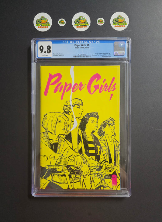 Paper Girl (2015) #1 CGC 9.8 WP 1st Appearance of Erin Tieng, Karina "KJ", MacKenzie "Mac" Coyle & Tiffany Quilkin
