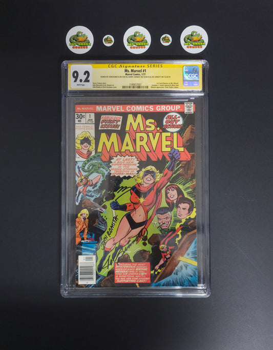 Ms. Marvel (1977) #1, CGC 9.2 Triple Signed 1st Appearance Key Issue