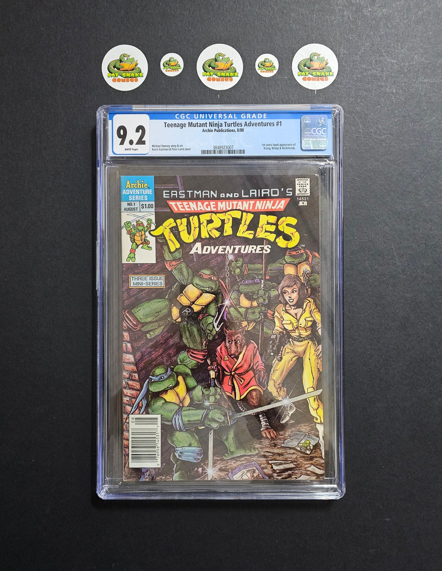 TMNT Adventures (1988) #1 CGC 9.2 WP Newsstand; 3 x 1st Appearances