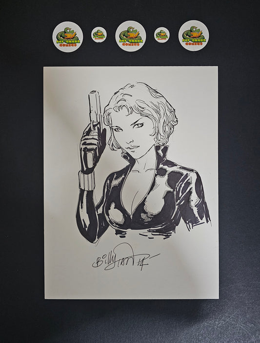 Black Widow B&W Sketch by Bill Tan