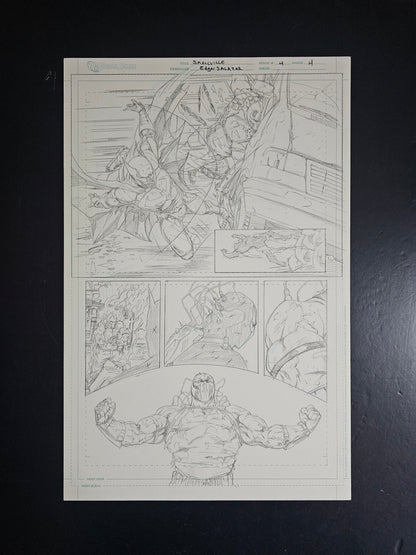 Smallville Issue 4 Page 4 Batman vs Bane OA by Edgar Salazar