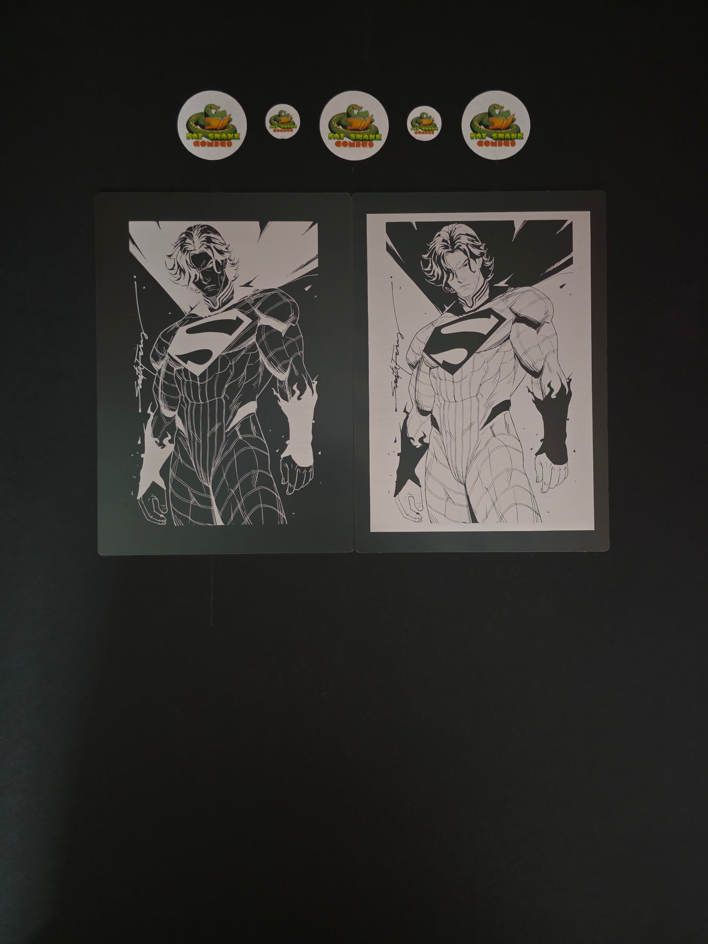 Superman Sketched Art Metal Print Set by Santa Fung