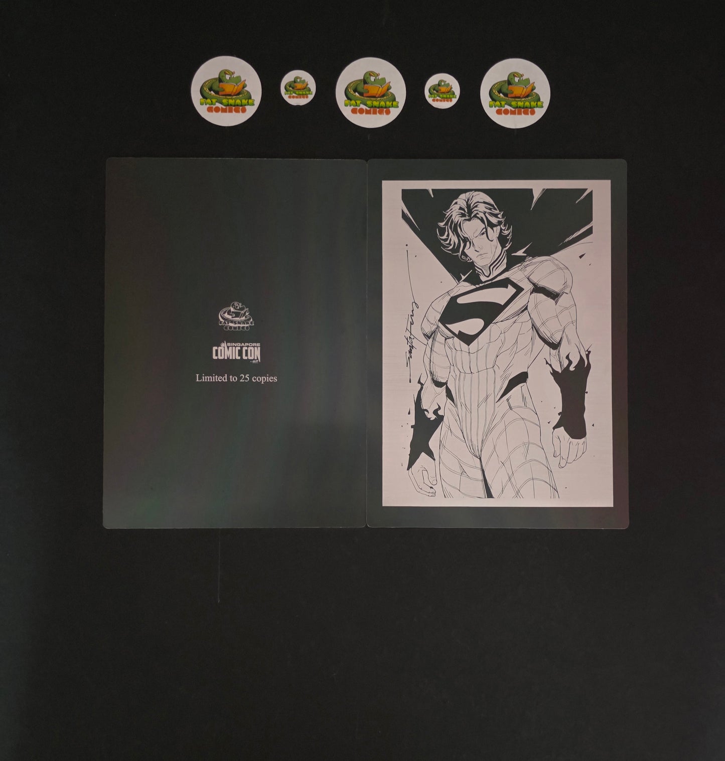 Superman (white) Sketched Art Metal Print by Santa Fung