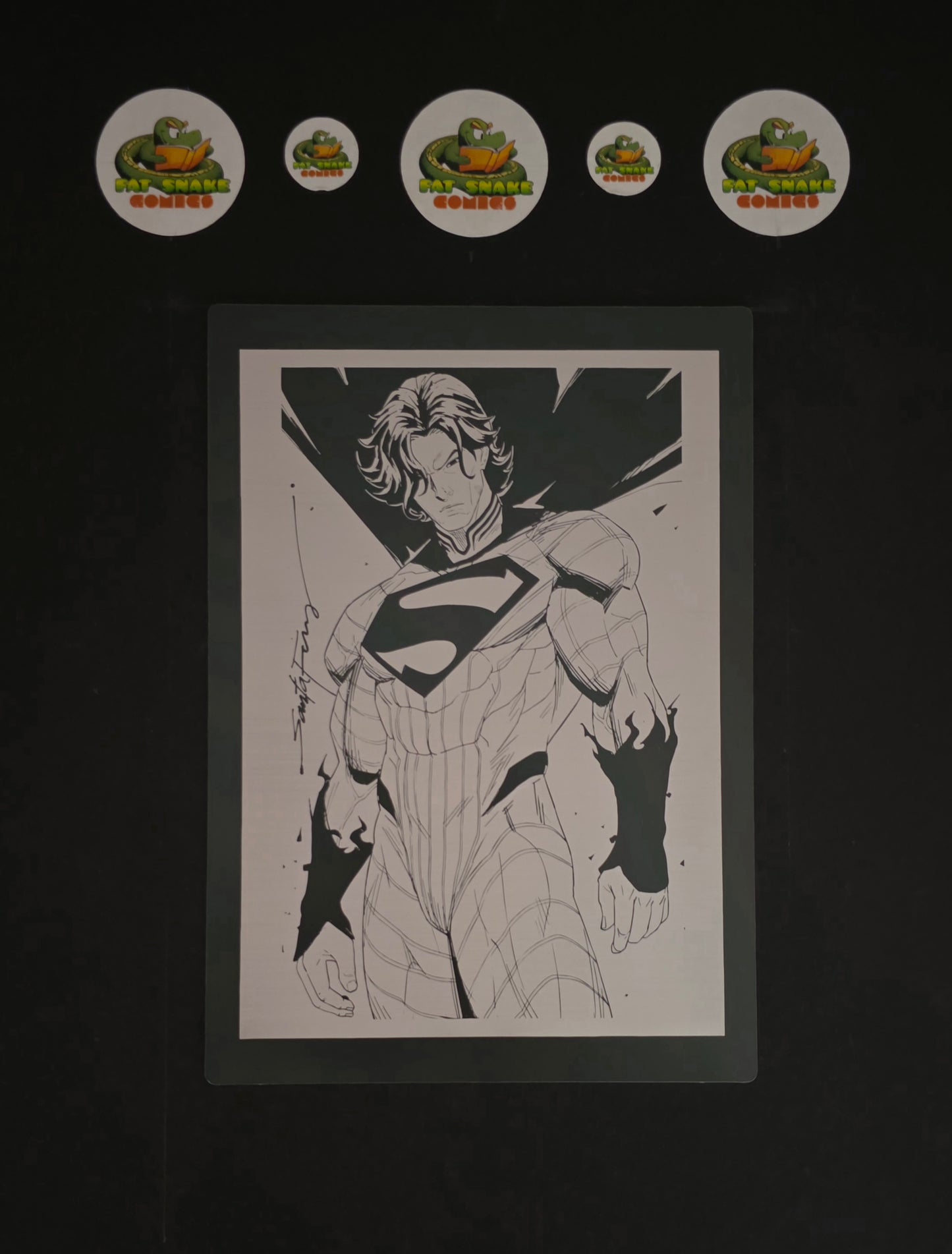 Superman (white) Sketched Art Metal Print by Santa Fung