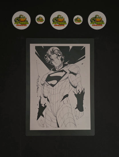 Superman (white) Sketched Art Metal Print by Santa Fung