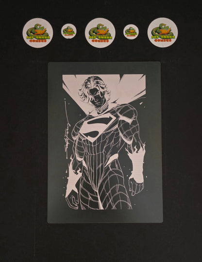 Superman (black) Sketched Art Metal Print by Santa Fung