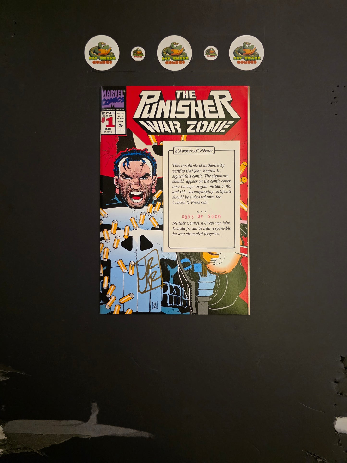 Punisher War Zone (1992) #1 Signed Die-Cut Wraparound Cover