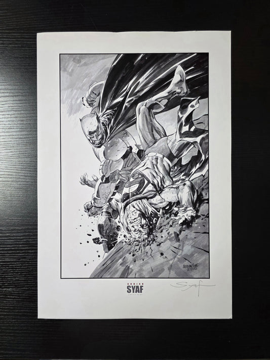 Batman vs Superman B&W Sketch Art Print (2010) Signed by Ardian Syaf