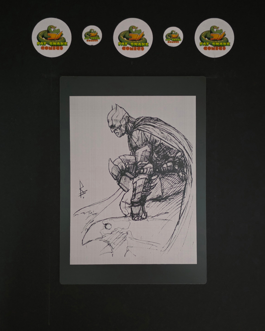 Batman on Gargoyle Sketched Art Metal Print by Riccardo Federici